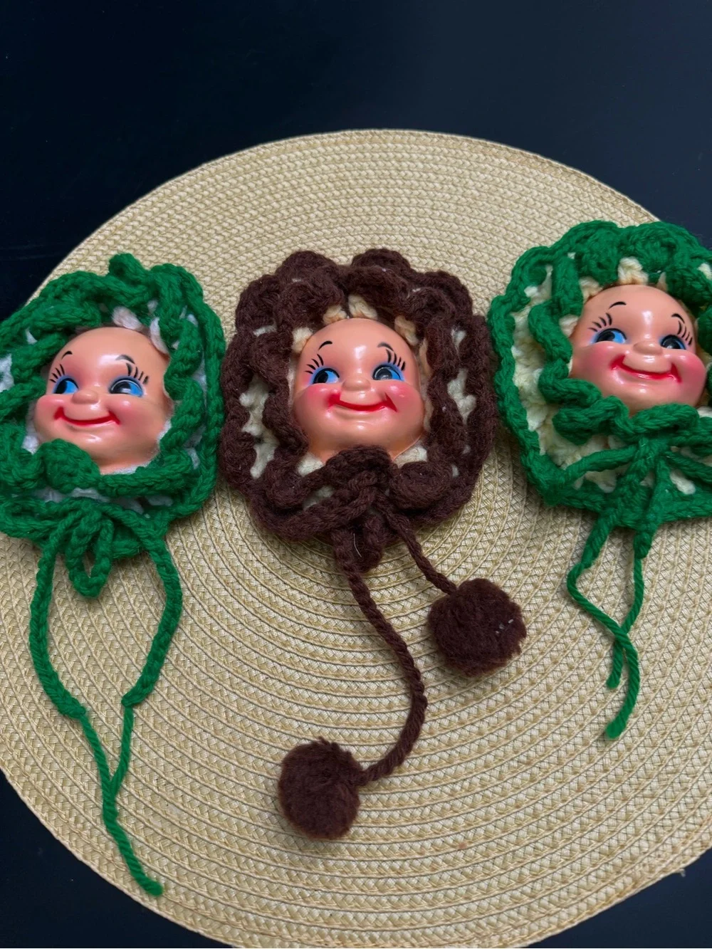Handmade Vintage Crochet Doll Faces
